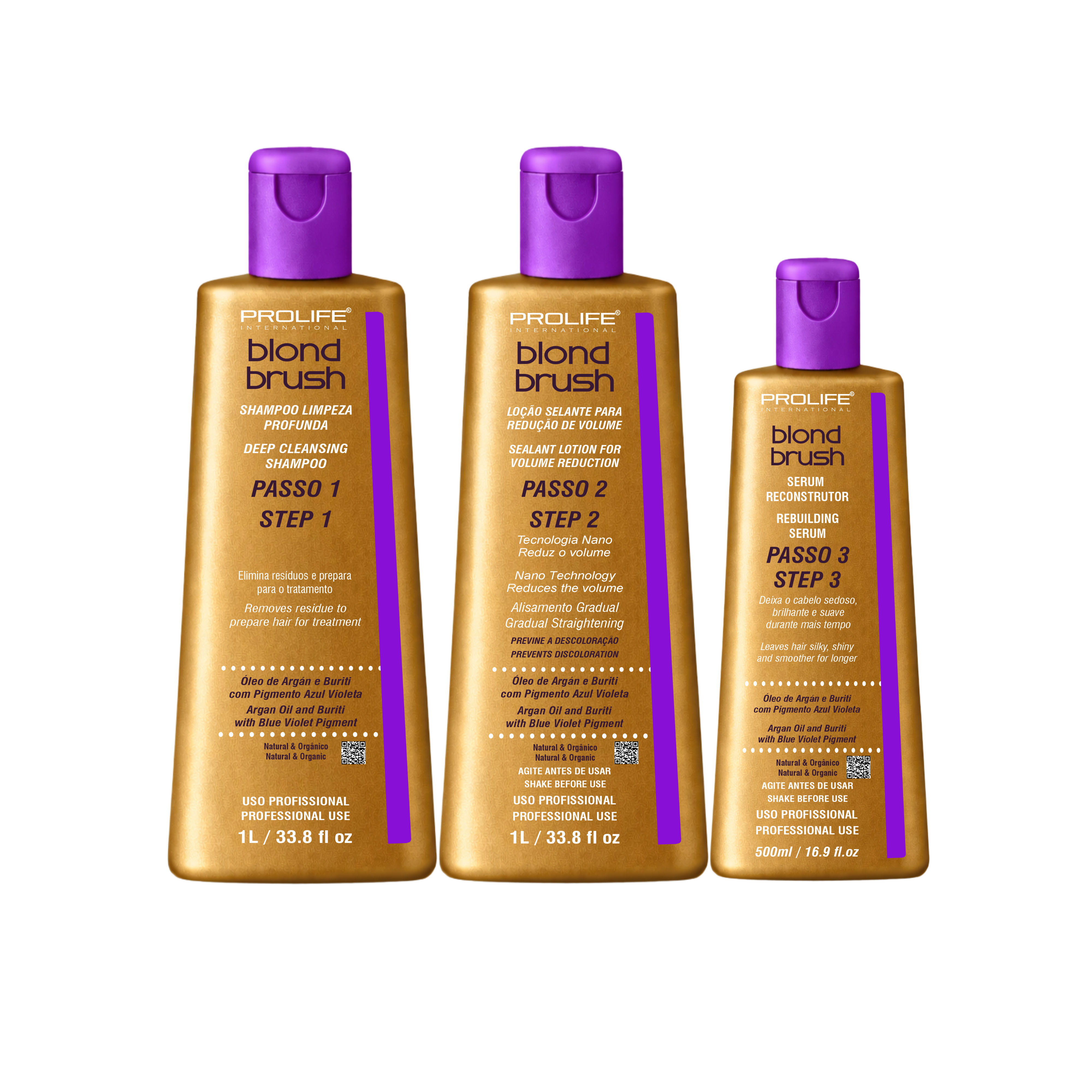 Progressiva Matizadora Blond Brush Prolife Kit 3 Passos 2,5l