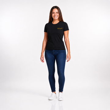 Camiseta Baby Look Preta PV com logo